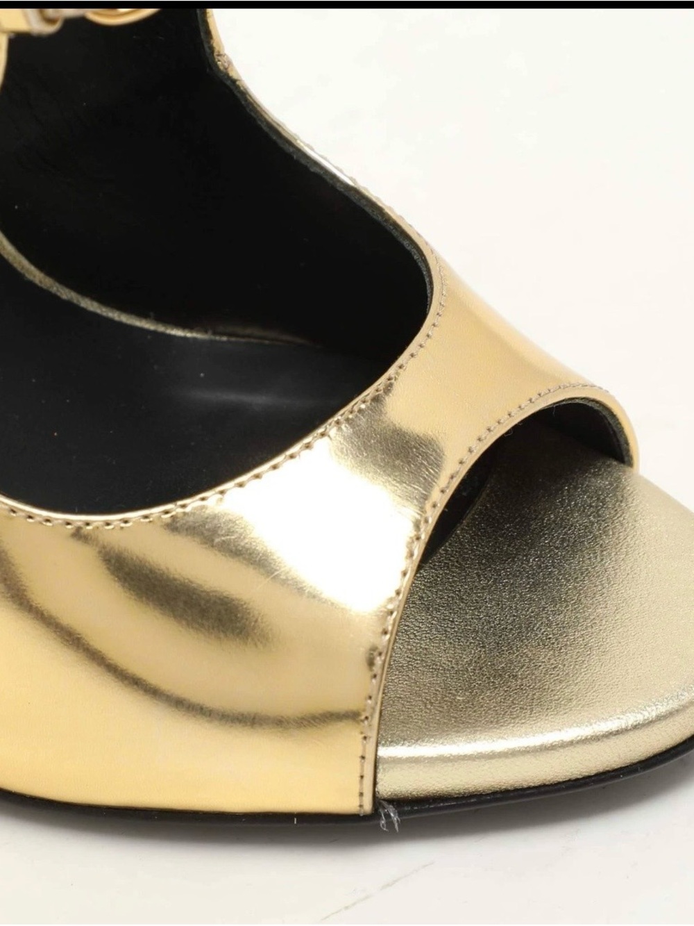 Giuseppe Zanotti Gold Metallic Peep-Toe Mary Jane Stilettos - Picture 7 of 12